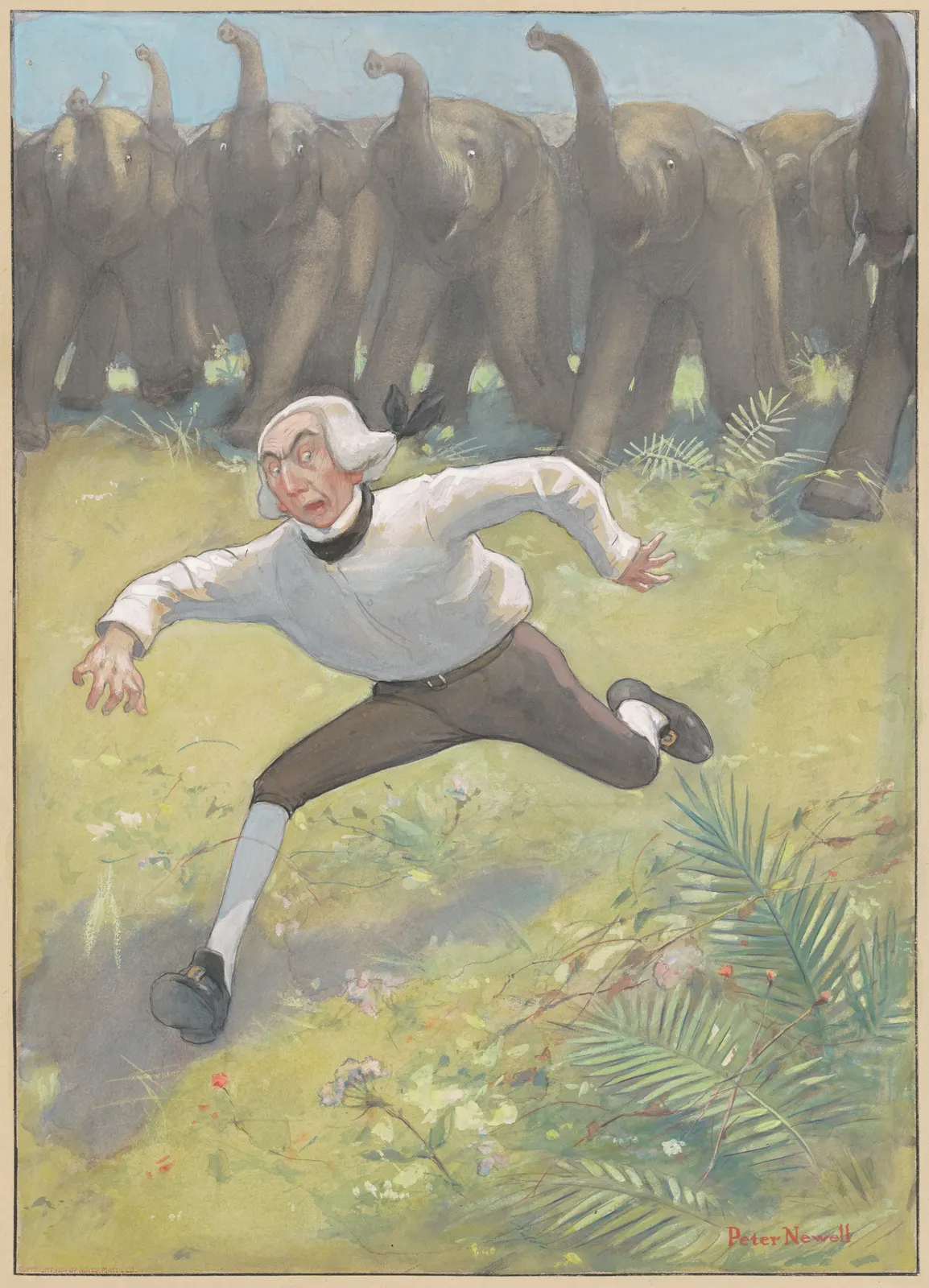 Man Running from Elephants by Peter Newell; 1901